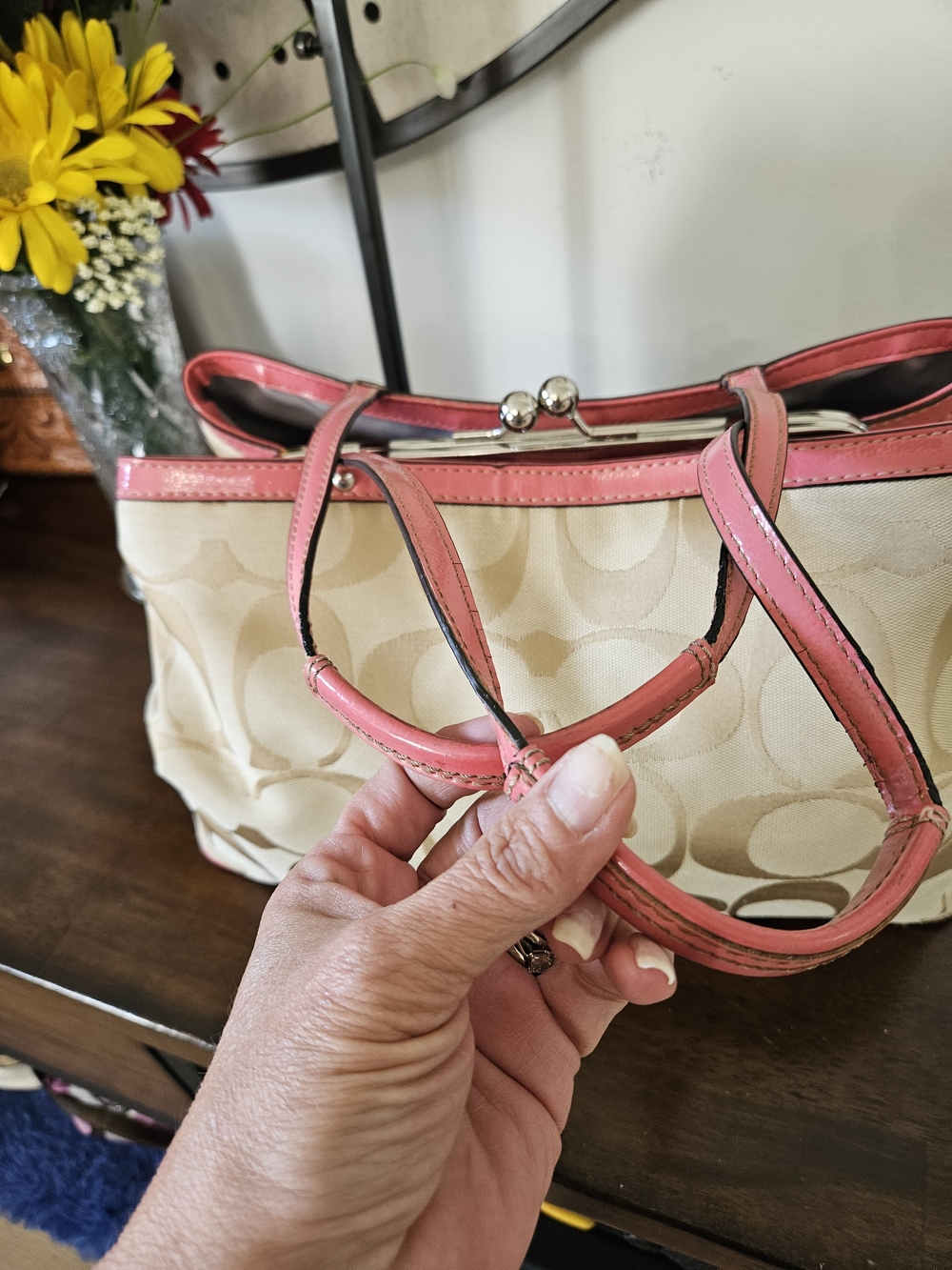 Coach Pink Signature Canvas Tote - Gem